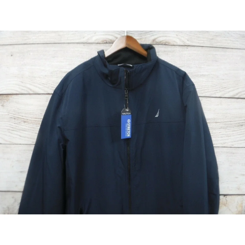 Nautica Stretch Jacket Mens Size 2XT Blue Quilt Lined Water Resistant Coat New